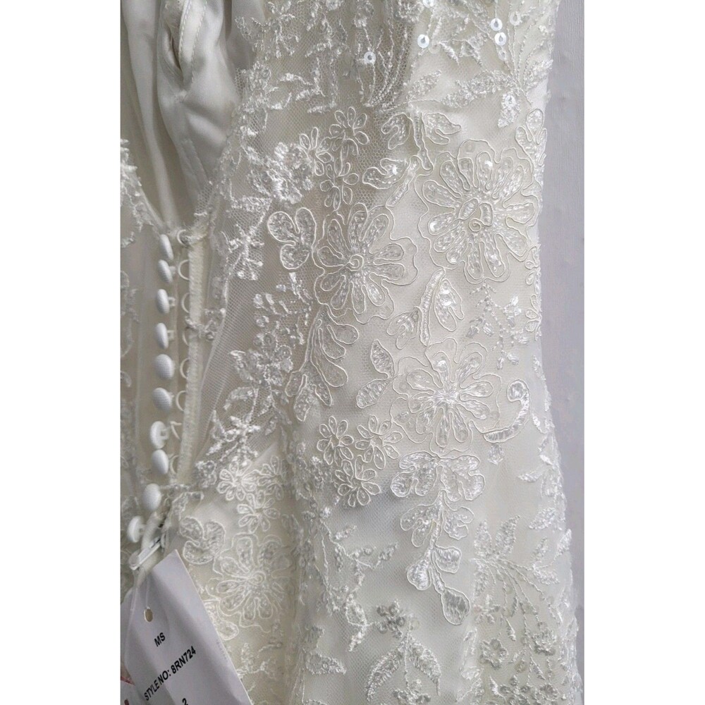 Maggie Sottero Rebecca Ingram Elora Wedding Dress Ivory Sz 2 Lace Fit Flare Gown - Picture 10 of 16